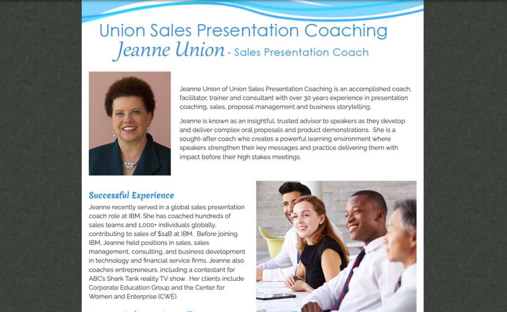 Union Sales Presentation Coaching